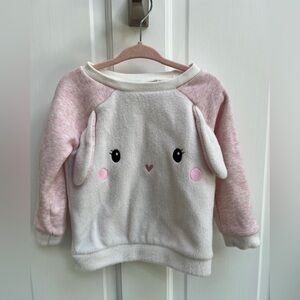 NWOT First Impressions 18M White and Pink Bunny Fuzzy Sweater with Floppy Ears